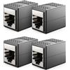 deleyCON Prolunga Cavo LAN RJ45, 10 Gbit/s, Connettore per Cat8/Cat7/Cat6/Cat5, Cavo Ethernet, Adattatore di Rete 10 Gigabit PoE - 4 Unità - Nero
