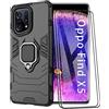 ESTH® Custodia per Oppo Find X5 5G con 2 Pezzi Pellicola Protettiva, 360° Rotante Staffa [Compatibile con Supporto Magnetico per Auto], Cover Paraurti PC+TPU, Nero