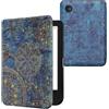 kwmobile Custodia eReader Compatibile con Kobo Clara BW/Colour Cover - eBook Reader Flip Case - giallo/blu scuro - Mandala Dorato