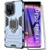 ESTH® Custodia per Oppo Find X5 5G con 2 Pezzi Pellicola Protettiva, 360° Rotante Staffa [Compatibile con Supporto Magnetico per Auto], Cover Paraurti PC+TPU, Blu