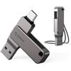 ORICO Chiavetta USB 64 GB, Mini Chiavetta USB 3.2 Gen 1 (Doppia USB-C/USB-A), Pen Drive Portatile, Lettura 150 MB/s, Compatibile con iPhone 15/16/17, Android, Tablet, Laptop - Grigio - EB05