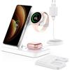 GEEKERA 3 in 1 Caricatore Wireless Pieghevole per Samsung S25/S24/S23/ZFold/Flip, Galaxy Watch e Buds - Stazione di Ricarica Wireless - Bianco