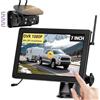 VASTEND Solare Telecamera Retromarcia Wireless Magnetica, 7 Pollici 1080P Monitor 9600mAh Telecamera Posteriore, Visione Notturna, per Auto, Camion, Rimorchio, Camper(VS-7C)