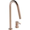 Ideal Standard - Gusto Miscelatore cucina a 2 fori, Bocca alta tonda, con doccetta estraibile e due modalità di getto, bocca girevole a 360°, Collegamento a vite dal basso, Sunset Rose