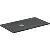 Ideal Standard - Ultra Flat S+, Piatto doccia rettangolare ultrasottile in resina effetto pietra, 140x80cm, Ideal Solid, Scarico lato corto, Nero