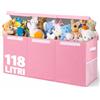 BAKAJI Scatole Portagiochi per Bambini, Scatola Portaoggetti con Coperchio e 3 Scomparti, Porta Giochi da Cameretta Pieghevole in TNT, Scatole Organizer Box Capacità 118 Litri, 91.5x32x40.5cm (Rosa)