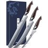 HOSHANHO Set di Coltelli per Prosciutto 3 PCS, Set di Coltelli da Intaglio | Coltello da Macellaio in Acciaio Giapponese ad Alto Tenore di Carbonio con Manico Ergonomico in Legno Pakkawood, Coltelli