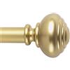 Snug Set Gold Curtain Rod 72-144 Adjustable, Patented Quick Easy Installation Hardware, No Tools Option, 1 Rod Durable Steel Construction, Supports Heavy Fabrics, Traditional Knob Finial