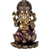 DRW Figura Ganesha su loto rimozione ostacoli, Patron delle arti, Scienze e signore dell'abbondanza di Resina Dipinto a Mano 16 cm