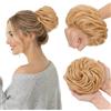 MY-LADY Chignon Finto per Capelli Veri- Cerchio Elastico Dritto Biondo Cenere - Facile Updo Naturale per Donne Ragazze Per Eventi e Spettacoli 45g Riccio