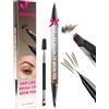 iMethod Matita per sopracciglia - 2 in 1 eyeliner con pennello bifacciale per microblading 4D, per sopracciglia simili a peli, con spazzola per sopracciglia, marrone nero