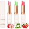 HOPHAT Set di 3 rossetti in gelatina, balsamo labbra che cambia colore alla pesca, all'aloe vera e alla fragola, set di trucco labbra idratante a lunga durata (New 3PCSA)