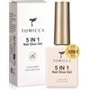 TOMICCA Colla per unghie 5 in 1 per unghie finte, 15 ml, trasparente, extra forte, per unghie finte, rinforzante, base coat per unghie finte, lunga durata, indurimento con lampada UV/LED