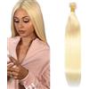 Tuheerst Capelli Umani Straight Human Hair Bundles #613 Light Blonde Human Hair Extensions Echthaar Tressen Double Weft Unprocessed Virgin Hair for Woman 1 Bundle 14 Inch