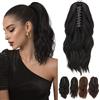 Elailite Extension Coda Capelli Ricci Mossi Coda Finta di Cavallo con Pinza Clip Ponytail 30cm + Nero Naturale