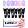SAVILAND Kit Acrygel per Unghie: 6 Colori Poly Nail Gel con Effetto Occhio di Gatto per Ricostruzione Unghie Lunga Durata per Donne Nail Art Fai-da-Te a Casa