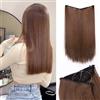 Silk-co Extension con Filo Invisibile Capelli Lisci Wire in Hair Extension One Piece Extension Filo Trasparente Fascia Unica 40cm Castano Chiaro