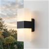 Licht-Erlebnisse Lampada da esterno a LED da parete Up Down IP44 H: 20,5 cm Nero Bianco quadrata bianco caldo 3000 K 900 lm Lampada da parete da esterno Lampada da balcone Lampada da parete da esterno Terrazza