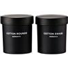 MaisoNovo Set Porta Cotton Fioc - Contenitore Ermetico In Vetro Da 375 ml Per Cotton Fioc, Elastici Per Capelli Con Confezione Di Etichette In Omaggio - 2 Barattoli Neri Con Coperchio In Vetro