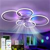 Dfiacn RGB Ventilatore Da Soffitto Con Luce Dimmerabile Cameretta Silenzioso Lampadario Ventilatore Con Telecomando Reversibile 6 Velocità Ventola Soffitto Con Luce Soggiorno Φ 95 Cm, Nero