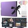 DazSpirit Album Fotografico Scrapbooking, 80 Pagine Nere, Portafoto DIY, Viola