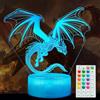 POSSHE Luce notturna con drago, regalo di drago, lampada da illusione 3D con 16 cangianti colore, timer, 4 modalità flash e dimmerabile, decorazione per la cameretta dei bambini, regali di Natale