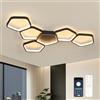 Kuwork Plafoniera LED Soffitto 90cm Dimmerabile 3000K-6500K, con Telecomando e APP, Lampadario Moderno Nero per Camera da Letto, Soggiorno, Cucina e Sala da Pranzo, Funzione Memoria e Luce Notturna