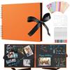 DazSpirit Album fotografico per scrapbooking, 80 pagine nere, album fotografico personalizzabile, 28 X 20.5cm, album fotografico fai da te per bambini, con 12 pennarelli metallici, per famiglia, libro dei