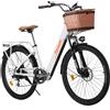 Bicicletta elettrica per pendolari Cysum Cityrun da 26", bici elettrica da città, bicicletta a basso profilo da donna, batteria al litio 36V 10Ah, portata 70-90Km