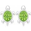Zenvie Orecchini a lobo a forma di tartaruga in argento sterling con cristalli o pietre di Boemica color acqua, 10 mm x 9 mm, confezione regalo inclusa, 7 mm, Argento sterling, Nessuna pietra preziosa
