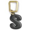 UNTAGS - Charm Lettera S - Materiale Effetto Pelle - Ciondolo per Smartphone, Portachiavi con Moschettone in Metallo Colore Oro Incluso - Nero