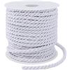 LEREATI Corda intrecciata bianca 5 mmx25 m, corda in poliestere a 3 strati, morbida corda in raso, corda decorativa in macramè, per fai da te, fai da te, per regali, decorazioni per la casa