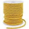 LEREATI - Cordoncino in seta intrecciata, 23 metri, morbido, giallo dorato, cordoncino di nylon da 3 mm, spesso corda decorativa, per artigianato, fermatenda, decorazione per la casa, corda di laurea
