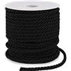 LEREATI - Corda intrecciata nera da 5 mm x 25 m, corda in poliestere a 3 capi, corda satinata per lavori manuali, corda intrecciata decorativa per lavori manuali, corda macramè per fermatende, corda