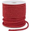 LEREATI Rosso Poliestere Cordoncino 5mm x 25m, Cordoncino Satinato a 3 Strati Morbido per Artigianato Fai da Te, Decorativo, Intrecciato, Corda per Macramè, per Tende, Cravatta, Onore, Corda per