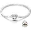 LNQOBU Bracciale in Argento con maglia Snake e chiusura a cuore Compatibile con Pandora Europei Charms da Donna