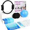 Goocrun Pilates Ring Set Esercizio Equipment con Bande di esercizio Bande di resistenza Set, Pilates Ball, Sliding Disks - Allenamento Equipment Home Gym Include una guida completa al fitness (nero)