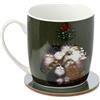 Puckator - Tassen & Trendy Becher - Wohnen & Garten - Weihnachten Kim Haskins Die 12 Katzen der Weihnacht Tasse & Untersetzer Set aus Porzellan