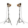 YUENSLIGHTING Industriale nero treppiede lampada da terra Stand luci, 5m cavo con interruttore in piedi luce treppiede collo d'oca per soggiorno camera da letto ufficio bar illuminazione, 2 confezioni