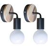 YUENSLIGHTING 2Pcs Lampada da parete in ferro battuto E27 Lampada da parete moderna in legno da parete Lampada da letto di lettura leggera per la camera da letto vivente (nessuna lampadina)