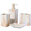 RQYIXI Set completo di accessori da bagno in ceramica, 4 pezzi, stile retrò, stampa a trasferimento d'acqua, dispenser di sapone e portaspazzolino