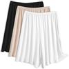 EYNDYN Confezione da 3 Pantaloncini da Donna a metà Slip per sotto-Abiti, Sottoveste, Pantaloncini Culotte con Gonna Divisa, Pelle, Nero, Bianco, X-Large