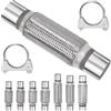 Swpeet 3 tubi di scarico flessibili da 2,25 x 8 pollici, con tubo di scarico da 2,2 pollici, kit di morsetti a U, universale, tipo in acciaio inox, doppia treccia, tubo di scarico flessibile, ideale