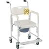 OrtoPrime Sedia da Doccia con Ruote e Piedini Pieghevoli - 3 in 1 - Sedia con WC Integrato e Bidet - Portatile per Anziani - Geriatrica