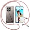 ISOI Cover con Cordino per Xiaomi 15T Pro/Xiaomi 15 T Pro, Custodia Trasparente con Collana Tracolla Laccio Collo Ultra Sottile Morbido TPU Silicone Antiurto AntiGraffio Case, Rosa