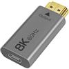HTGuoji Adattatore 8K da USB C a HDMI 2.1, convertitore USB-C femmina a HDMI maschio, 8K a 60Hz, 4K a 120Hz, 2K a 240Hz, HDR, Thunderbolt 3/4 di tipo C, compatibile con tablet, telefono e laptop, 1