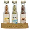Teaballs Feel Good - Set di 3 tazze da tè con zenzero e curcuma arancione, latte chai, buongiorno + espositore in legno, circa 90-225 tazze di tè biologico senza zucchero