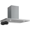 Klarstein Limelight Cappa da Cucina Aspirante a Parete con 3 Velocità, 600 m³/h, Schermo Digitale, Luce LED per Piano Cottura, 64 dB, Larghezza 90 cm, Acciaio Inox Spazzolato