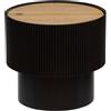 ATMOSPHERA CREATEUR D'INTERIEUR Atmosphera - Tavolino Enola nero con vano portaoggetti - P 38,5 x H 35 cm - Piano effetto legno, design scanalato - Per soggiorno, camera da letto, tavolino d'appoggio