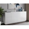 Dmora Credenza Oscar 43x200x86h cm Bianco Lucido 2 Ripiani 4 Ante, Madia Apertura Battente Made in Italy